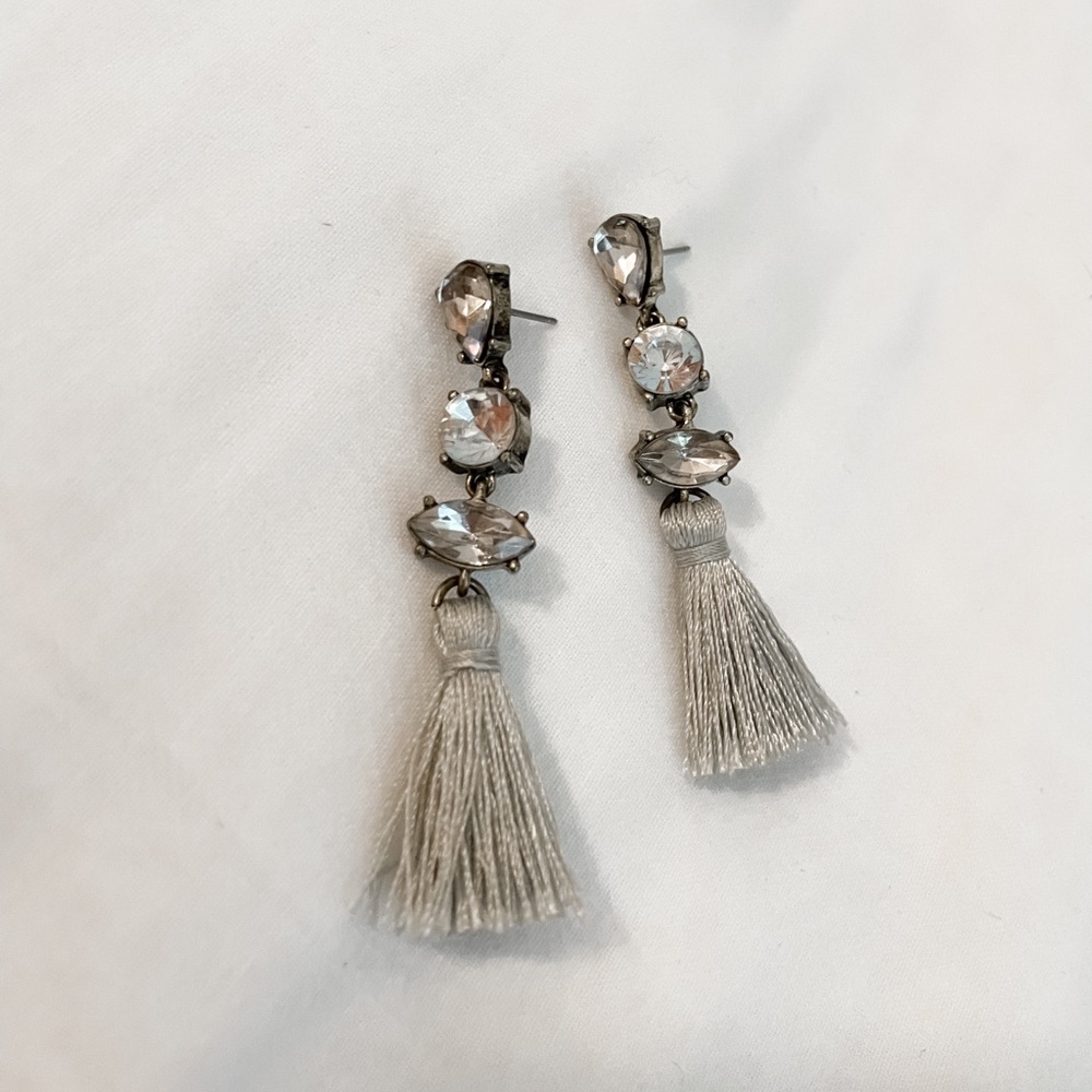 Baublebar Earrings- Grey/Silver Tassels